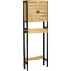 Meuble Dessus WC 2 Portes MDF Et Bambou Cebu -Mobilier Soldes meuble dessus wc 2 portes mdf et bambou cebu