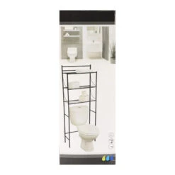 Meuble Dessus WC 3 Tablettes Métal Noir -Mobilier Soldes meuble dessus wc 3 tablettes metal noir 1