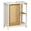 Meuble Sous Lavabo 1 Porte Blanc Et Bambou Coconut -Mobilier Soldes meuble sous lavabo 1 porte blanc et bambou coconut