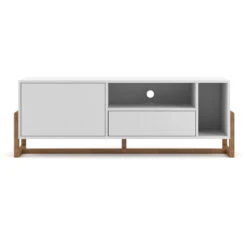 Meuble TV 2 Portes 2 Niches Oslo Blanc -Mobilier Soldes meuble tv 2 portes 2 niches oslo blanc 8