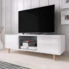 Meuble TV 2 Portes Sweden Blanc -Mobilier Soldes meuble tv 2 portes sweden blanc