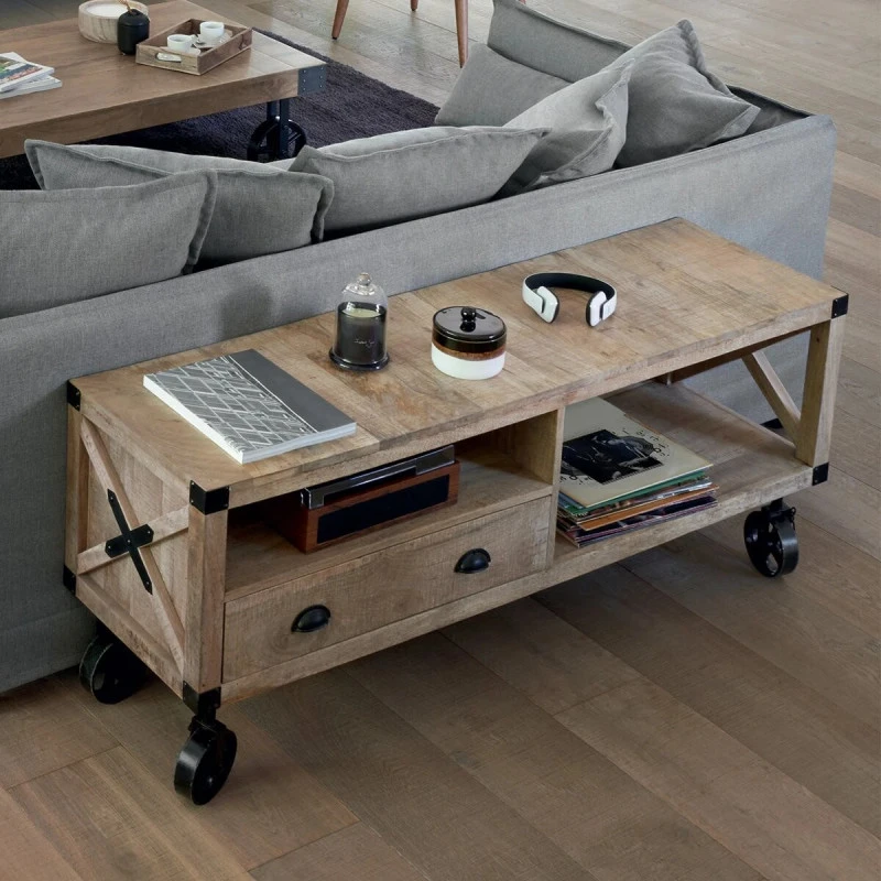 Meuble TV Bois Et Métal 1 Tiroir Silas Atmosphera 4 Meuble TV Bois Et Métal 1 Tiroir Silas Atmosphera – Image 2