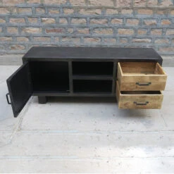 Meuble TV Métal Et Bois Jodhpur 150 Cm -Mobilier Soldes meuble tv metal et bois jodhpur 2