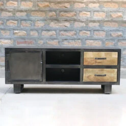 Meuble TV Métal Et Bois Jodhpur 150 Cm -Mobilier Soldes meuble tv metal et bois jodhpur 3