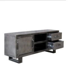 Meuble TV Métal Noir Jodhpur 150 Cm 9 Meuble TV Métal Noir Jodhpur 150 Cm -Mobilier Soldes meuble tv metal jodhpur 150 cm 3