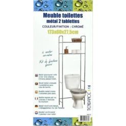 Meuble WC 2 Tablettes Pour Toilettes Chrome -Mobilier Soldes meuble wc 2 tablettes pour toilettes chrome 1