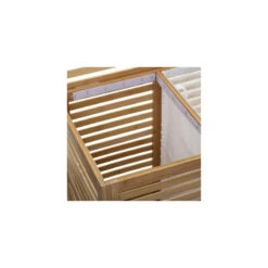 Panier à Linge Double En Bambou Sicela 5Five -Mobilier Soldes panier a linge double en bambou tissu 2