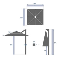Parasol 4x3 M Melhia Multi Toiles Oléfine Anthracite Hespéride -Mobilier Soldes parasol 4x3 m melhia multi toiles olefine anthracite hesperide 3