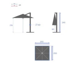 Parasol Décentré Carré Manoa Blé/argile Hespéride -Mobilier Soldes parasol decentre carre manoa bleargile hesperide 3