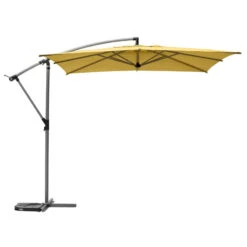 Parasol Décentré Carré Manoa Jaune Moutarde Hespéride -Mobilier Soldes parasol decentre carre manoa jaune moutarde hesperide 1