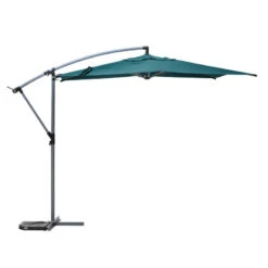 Parasol Décentré Rond Manoa Bleu Canard Hespéride -Mobilier Soldes parasol decentre rond manoa bleu canard hesperide 1