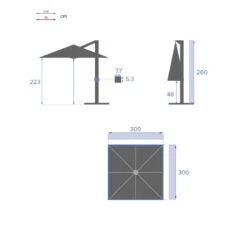 Parasol Déporté Carré Equador Bordeaux Hespéride -Mobilier Soldes parasol deporte carre equador bordeaux hesperide 7