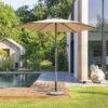 Parasol Droit Rond 2,7m Soya Taupe Hespéride 1 Parasol Droit Rond 2,7m Soya Taupe Hespéride -Mobilier Soldes parasol droit rond 27m soya taupe hesperide