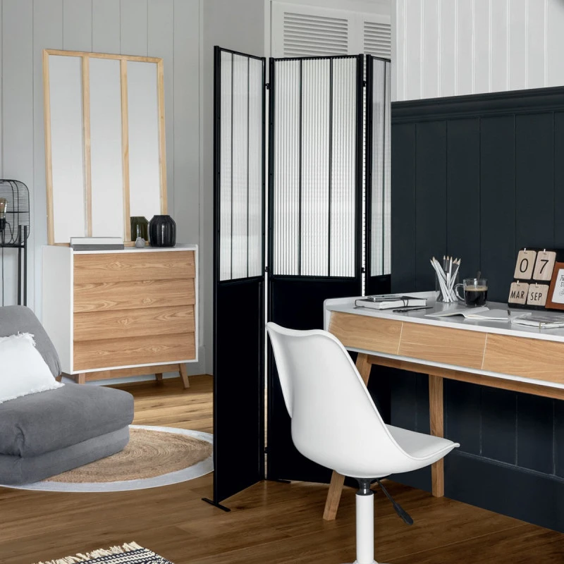 Paravent Atelier Métal Et Verre Trempé Atmosphera 4 Paravent Atelier Métal Et Verre Trempé Atmosphera – Image 2