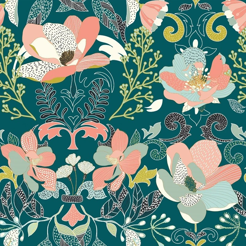 Parure De Lit Amelia Bleu Canard Et Motifs 240x220 Atmosphera 5 Parure De Lit Amelia Bleu Canard Et Motifs 240x220 Atmosphera – Image 3