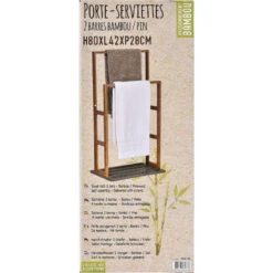 Porte Serviette Bambou 2 Barres Naturel Et Kaki -Mobilier Soldes porte serviette bambou 2 barres naturel et kaki 1