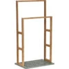 Porte Serviette Bambou 2 Barres Naturel Et Kaki -Mobilier Soldes porte serviette bambou 2 barres naturel et kaki