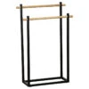 Porte Serviettes Métal Noir 2 Barres Bambou -Mobilier Soldes porte serviettes metal noir 2 barres bambou
