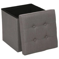 Pouf Coffre Pliant Lysandre Gris Atmosphera 7 Pouf Coffre Pliant Lysandre Gris Atmosphera -Mobilier Soldes pouf coffre pliant gris lysandre 2