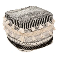 Pouf Lurex Noir 45x45 Cm Atmosphera