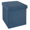 Pouf Pliant En Velours Bleu Tess Atmosphera -Mobilier Soldes pouf pliant en velours bleu tess