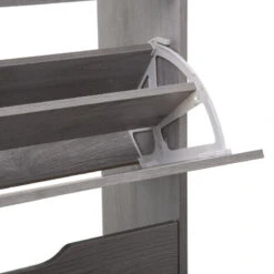 Range Chaussures 3 Abattants Bois Gris 5Five -Mobilier Soldes range chaussures 3 abattants bois gris 5five 1