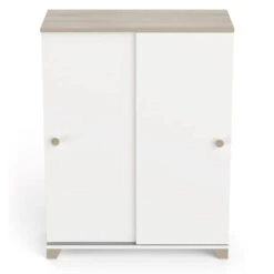 Demeyere Rangement 2 Portes Coulissantes Izzy Blanc Et Bois