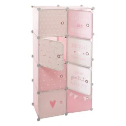 Armoire Enfant Rose Atmosphera -Mobilier Soldes rangement enfant 8 cases rose atmosphera 2