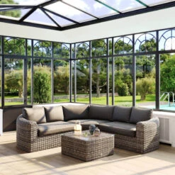 Salon Angle Moorea 5 Places Terre D'ombre Hespéride -Mobilier Soldes salon angle moorea 5 places terre d ombre hesperide 1 2