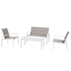 Salon De Jardin 4 Places Elyn Noisette / Blanc Hespéride 10 Salon De Jardin 4 Places Elyn Noisette / Blanc Hespéride -Mobilier Soldes salon de jardin 4 places elyn noisette blanc hesperide 1 1