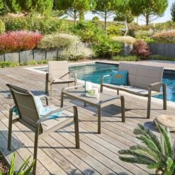 Salon De Jardin 4 Places Elyn Noisette / Praline Hespéride