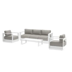 Salon De Jardin Allure Gris Minéral/blanc 5p Hespéride -Mobilier Soldes salon de jardin allure gris mineralblanc 5p hesperide 1