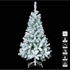 Sapin De Noël 180 Cm Vert Floqué Blanc