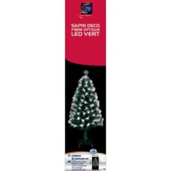 Sapin De Noël 90 Cm Vert Lumineux LED Blanc -Mobilier Soldes sapin vert lumineux 90 cm fibre optique 1