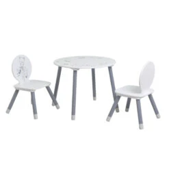Demeyere Table + 2 Chaises Blanc / Gris NOUNOURS