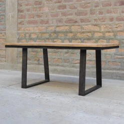 Table à Manger Bois Et Pieds Métal En U -Mobilier Soldes table a manger bois et pieds metal en u 3