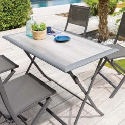 Table Aluminium Azua 4 Places Gris Smoke Hespéride -Mobilier Soldes table aluminium azua 4 places gris smoke hesperide 1 2