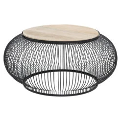 Table Basse X2 Métal Et Bois De Manguier Esther Atmosphera -Mobilier Soldes table basse x2 en metal et bois de manguier atmosphera 4