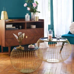 Table Basse X2 Métal Doré Alya Atmosphera -Mobilier Soldes table basse x2 metal dore alya atmosphera 1