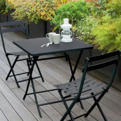 Table Carrée Pliante Greensboro 2p Graphite Hespéride -Mobilier Soldes table carree greensboro graphite 2