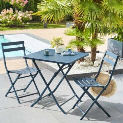 Table Carrée Pliante Greensboro 2p Bleu Pétrole Hespéride