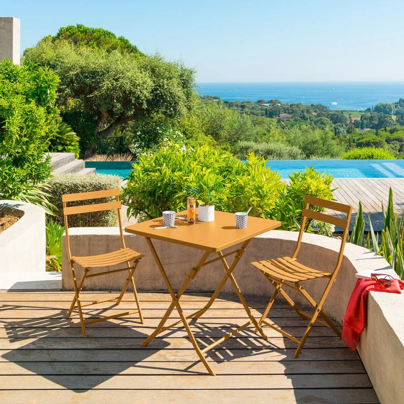 Table Carrée Pliante Greensboro 2p Ocre Hespéride 4 Table Carrée Pliante Greensboro 2p Ocre Hespéride – Image 2