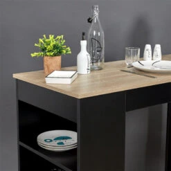 Table De Bar Avec étagères Et Plateau Bois -Mobilier Soldes table de bar avec etagere plateau bois 4