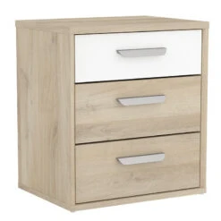 Demeyere Table De Chevet 3 Tiroirs Naturel Et Blanc Santorini