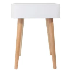 Table De Chevet Pieds Bois 1 Tiroir Blanc -Mobilier Soldes table de chevet pieds bois 1 tiroir blanc 2