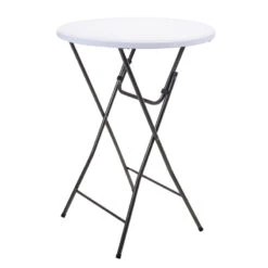 Table Haute Mange Debout D80 Pliable PE Blanc