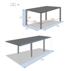 Table Rectangulaire Ext. Verre Piazza 10 P. Graphite Hespéride -Mobilier Soldes table piazza extensible 10 personnes anthracite graphite hesperide 3