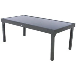 Table Rectangulaire Ext. Verre Piazza 12 P. Graphite Hespéride -Mobilier Soldes table piazza extensible 12 personnes hesperide anthracite graphite 2