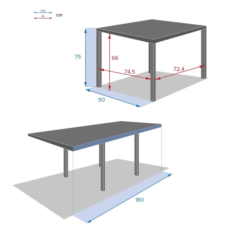 Table Piazza Extensible 8 Personnes Anthracite/graphite 7 Table Piazza Extensible 8 Personnes Anthracite/graphite – Image 5