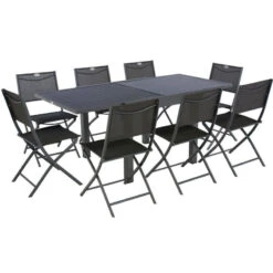Table Rectangulaire Extensible Piazza 8 P. Graphite Hespéride -Mobilier Soldes table rectangulaire extensible piazza 8 personnes graphite hesperide 4